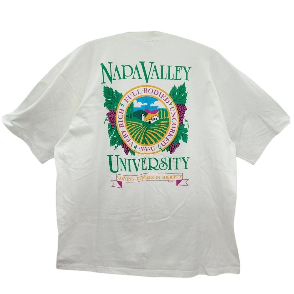 Vintage Napa Valley Uni Tee by Crazy Shirts 90s White Graphic‎ Single Stitch